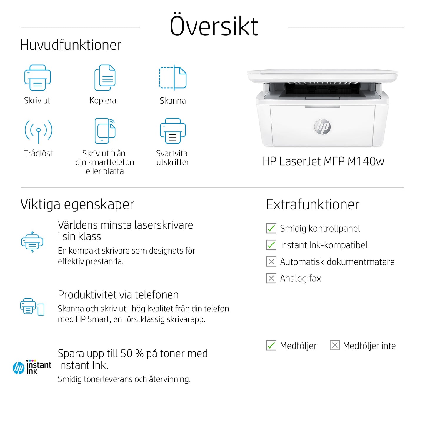 HP LaserJet MFP M140w-skrivare