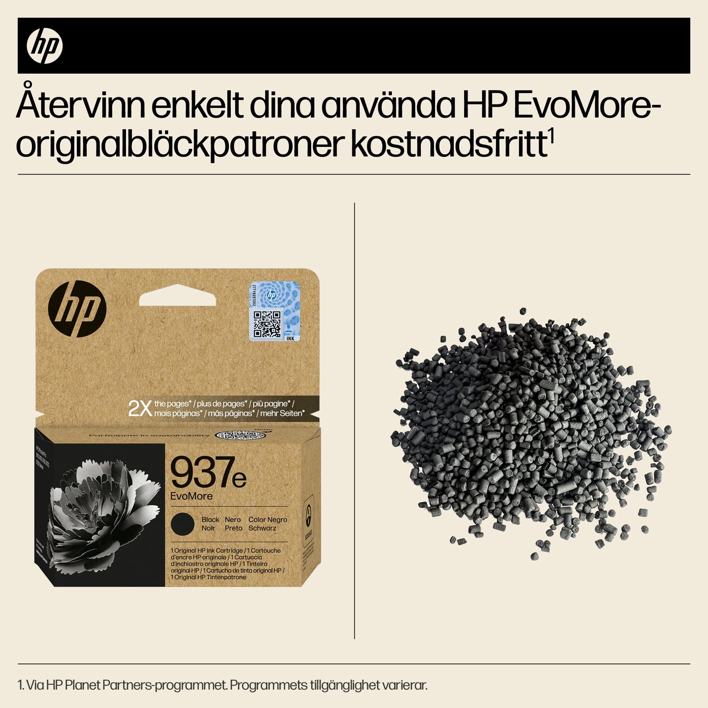 HP 937e EvoMore svart originalbläckpatron
