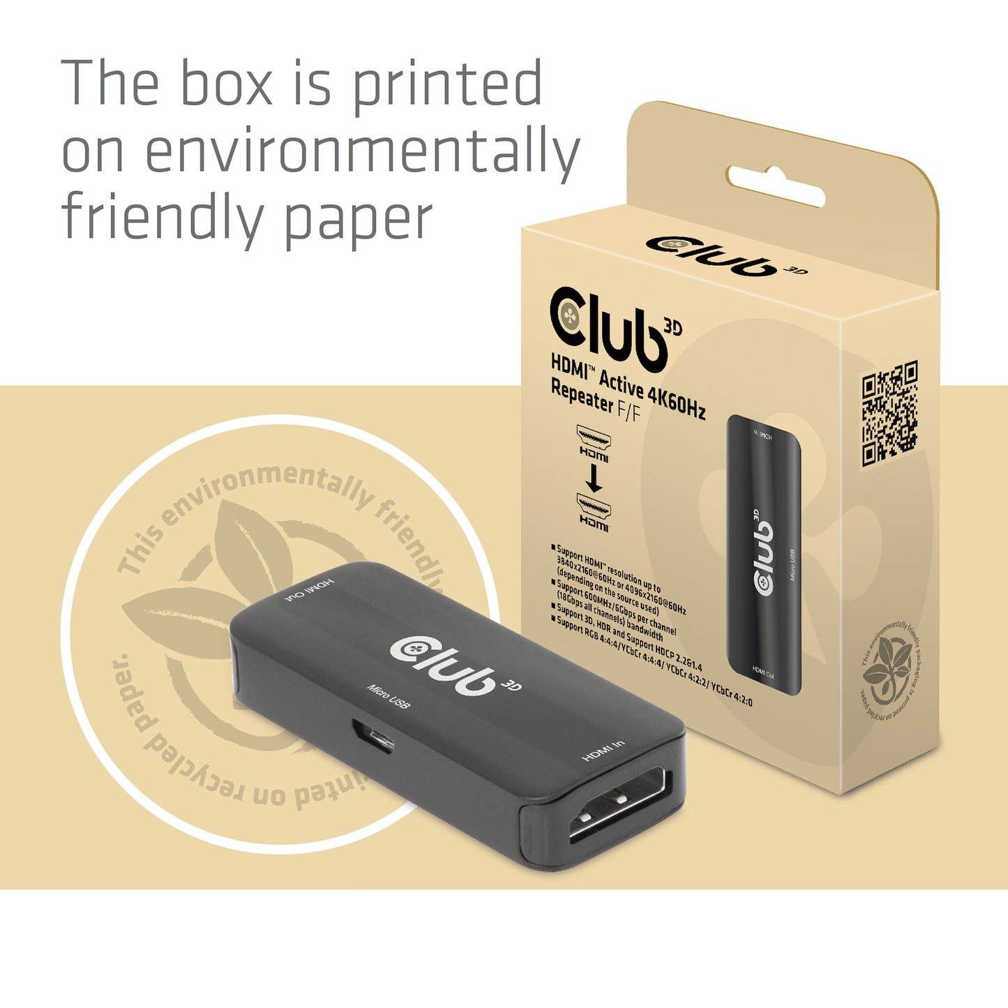 CLUB3D HDMI Active 4K60Hz Repeater F/F