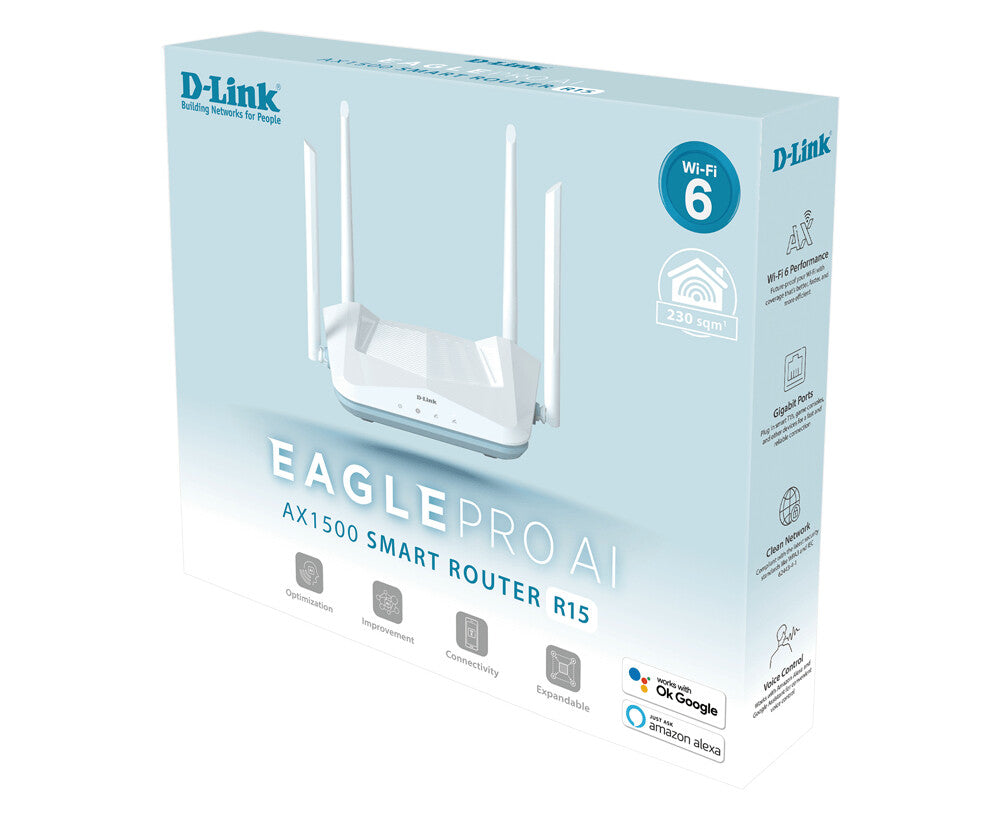D-Link R15 trådlös router Gigabit Ethernet Dual-band (2,4 GHz / 5 GHz) Vit