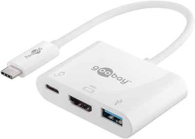 Goobay 62104 dockningsstationer för bärbara datorer USB Type-C Vit