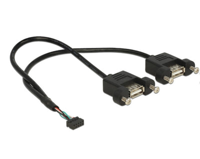 DeLOCK 84832 USB-kablar USB 2.0 0,25 m 2 x USB A Svart