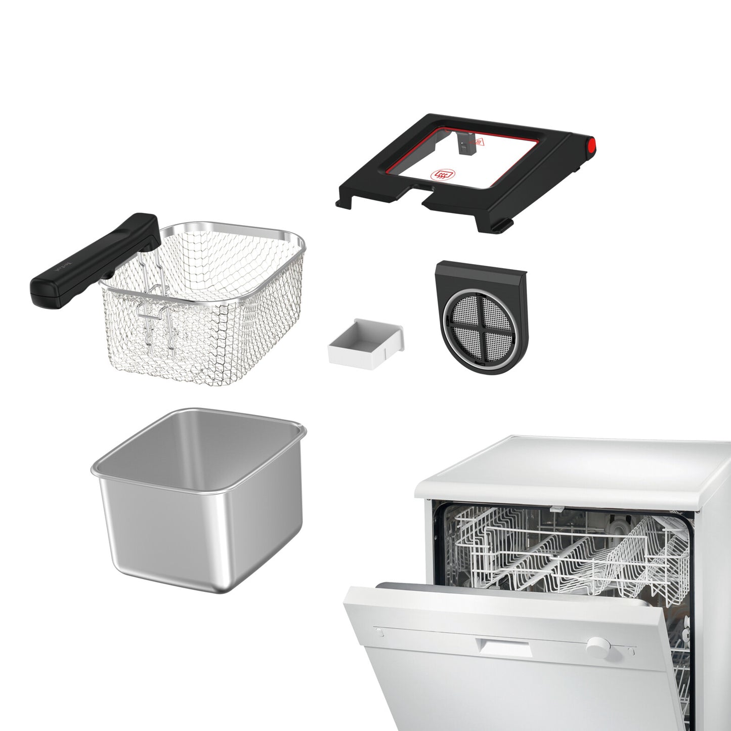 Tefal Clear Duo FR600D Single 0,65 l Fristående 2000 W Fritös Svart, Rostfritt stål