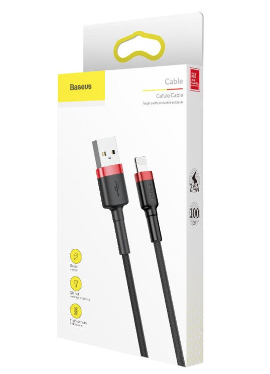 Baseus CALKLF-B19 mobiltelefonkablar Svart, Röd 1 m USB A Lightning