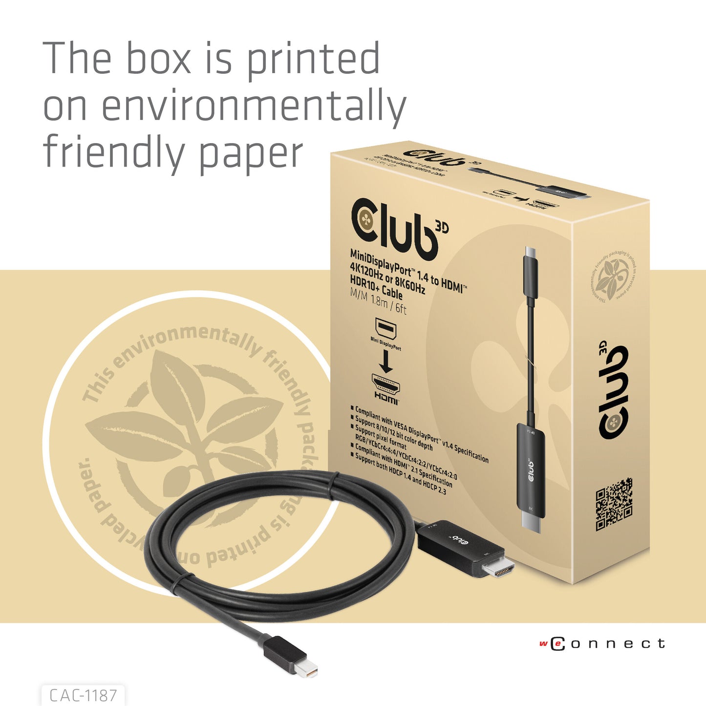 CLUB3D CAC-1187 videokabeladapter 1,8 m Mini DisplayPort HDMI Svart