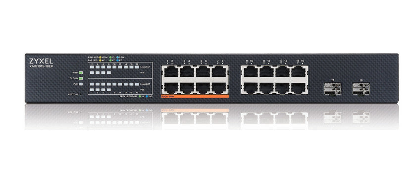 Zyxel XMG1915-18EP hanterad L2 2.5G Ethernet (100/1000/2500) Strömförsörjning via Ethernet (PoE) stöd