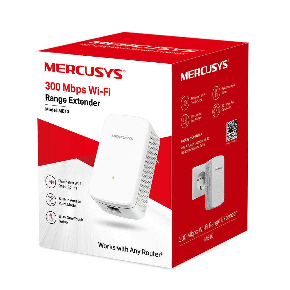 Mercusys ME10 nätverksförlängare Nätverksrepeater Vit 10, 100 Mbit/s