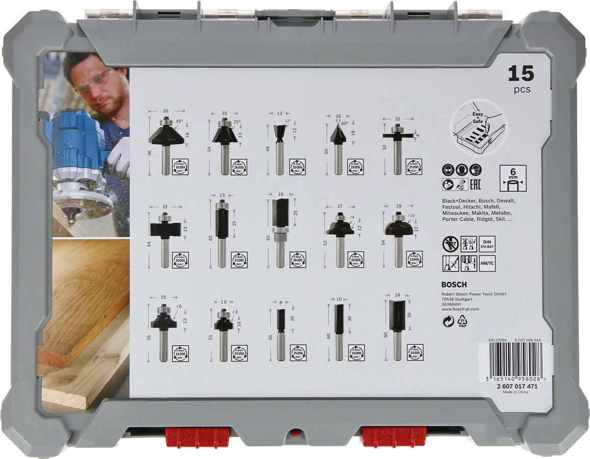 Bosch 2 607 017 471 fräsar Fräs sats 15 styck