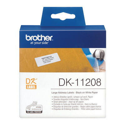 Brother DK-11208 etikett-tejp Svart på vitt
