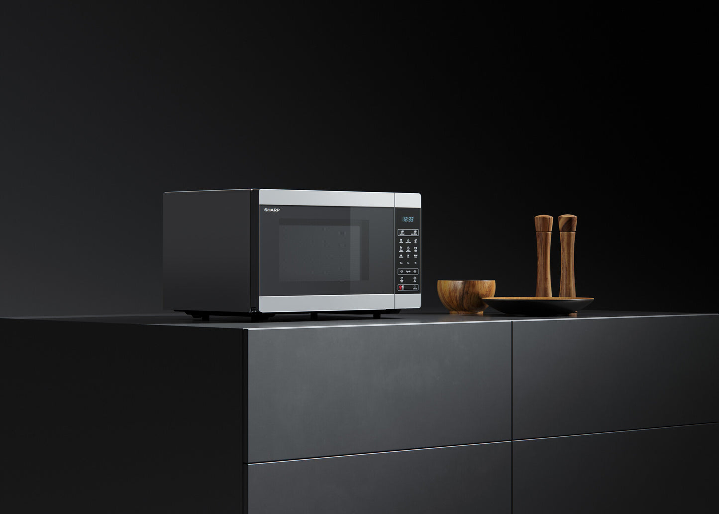 Sharp Home Appliances YC-MG81E-S mikrovågsugn Svart, Grå Grillmikrovågsugn Bänkdiskmaskin 28 l 900 W
