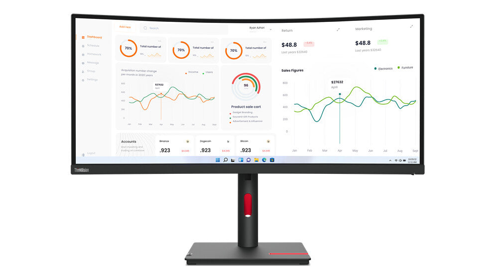 Lenovo ThinkVision T34w-30 LED display 86,4 cm (34") 3440 x 1440 pixlar Wide Quad HD Svart