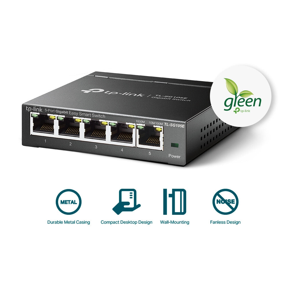 TP-Link TL-SG105E nätverksswitchar hanterad L2 Gigabit Ethernet (10/100/1000) Svart