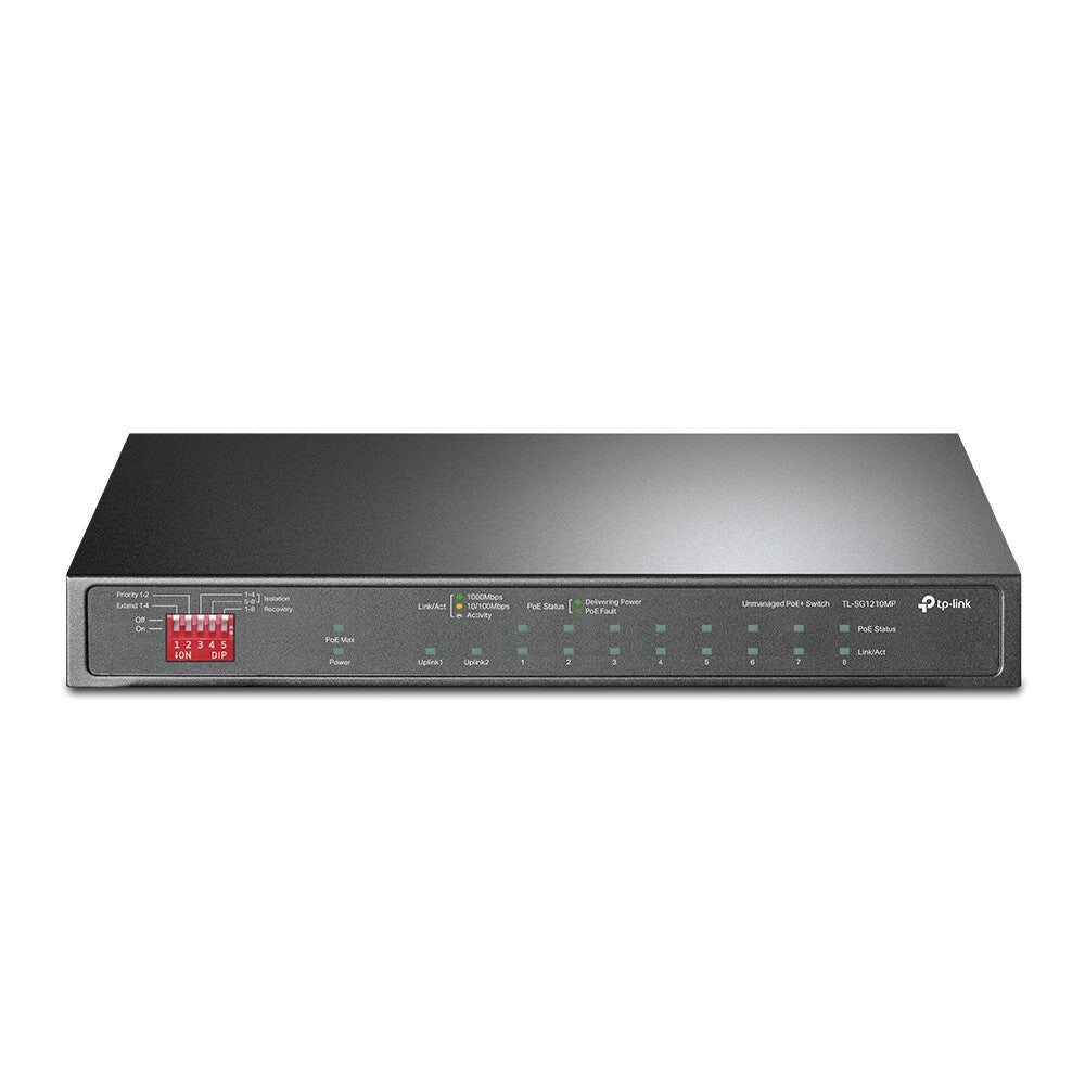 TP-Link TL-SG1210MP nätverksswitchar Ohanterad Gigabit Ethernet (10/100/1000) Strömförsörjning via Ethernet (PoE) stöd Svart
