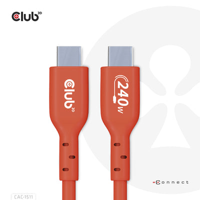 CLUB3D CAC-1515 USB-kablar 4 m USB 2.0 USB C Orange, Röd