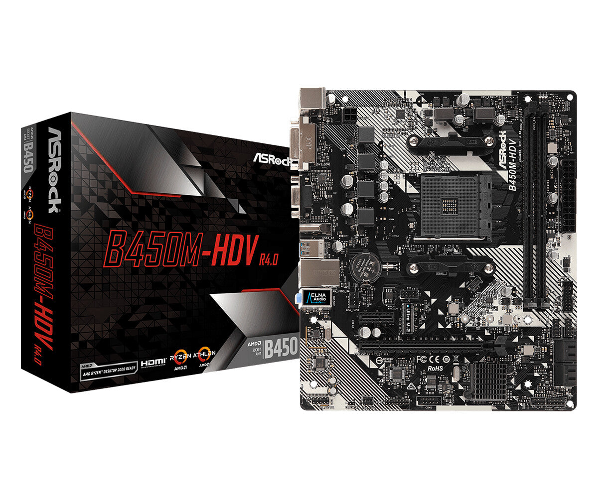 Asrock B450M-HDV R4.0 AMD B450 Uttag AM4 micro ATX