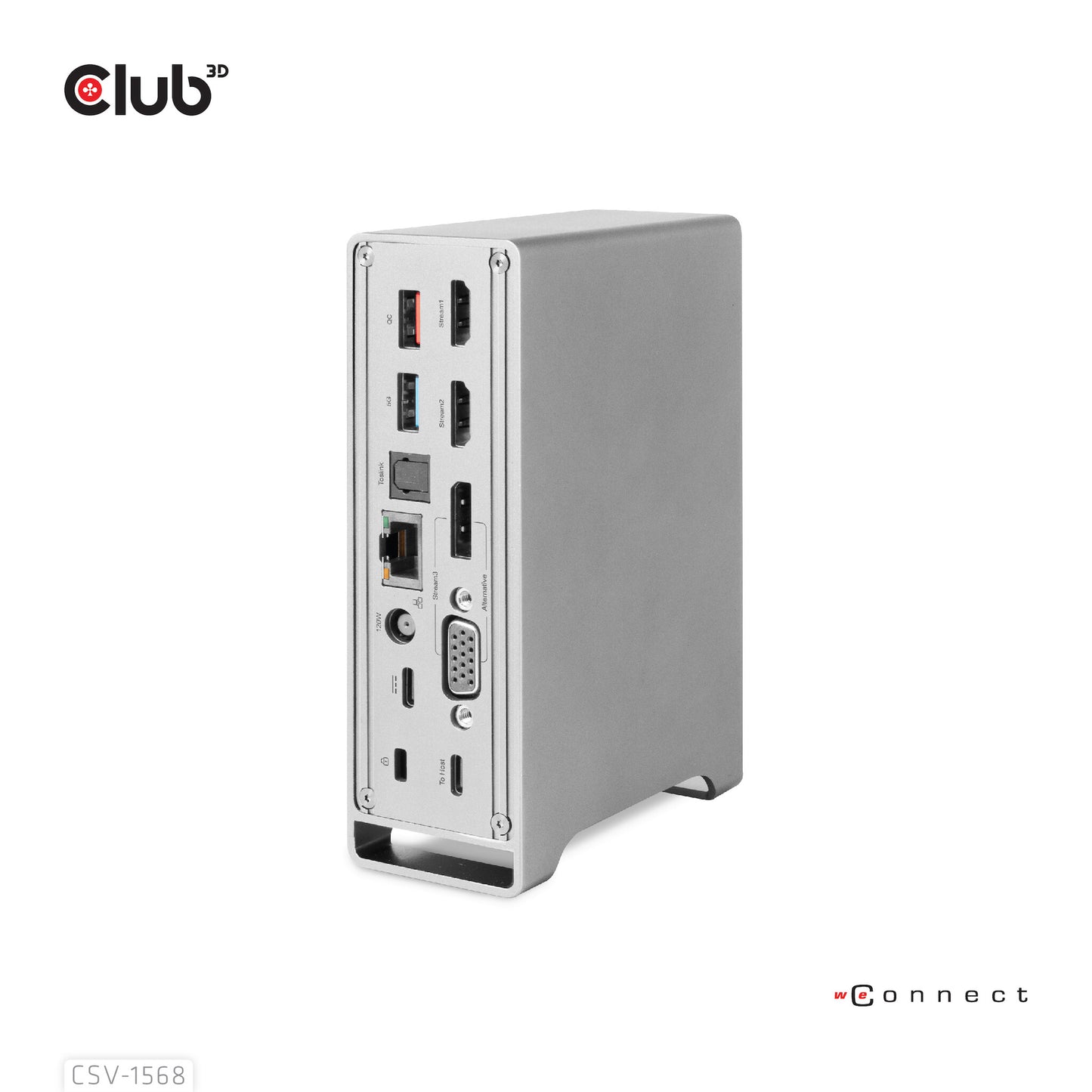 CLUB3D CSV-1568 dockningsstationer för bärbara datorer Dockning USB 3.2 Gen 2 (3.1 Gen 2) Type-C Metallisk
