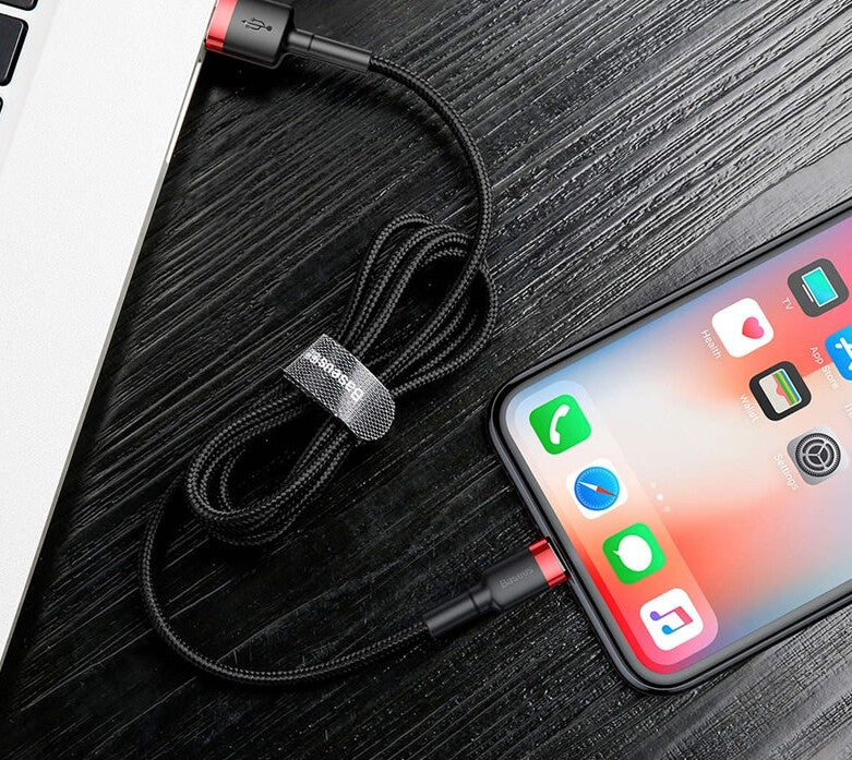 Baseus CALKLF-B19 mobiltelefonkablar Svart, Röd 1 m USB A Lightning