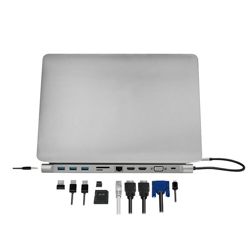 LogiLink UA0373 dockningsstationer för bärbara datorer Kabel USB 3.2 Gen 1 (3.1 Gen 1) Type-C Gjuten aluminium
