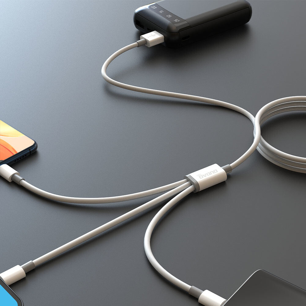 DUDAO L8s Upgrade 3in1 USB cable USB-kablar 1,2 m USB A USB C/Micro USB-A/Lightning Vit