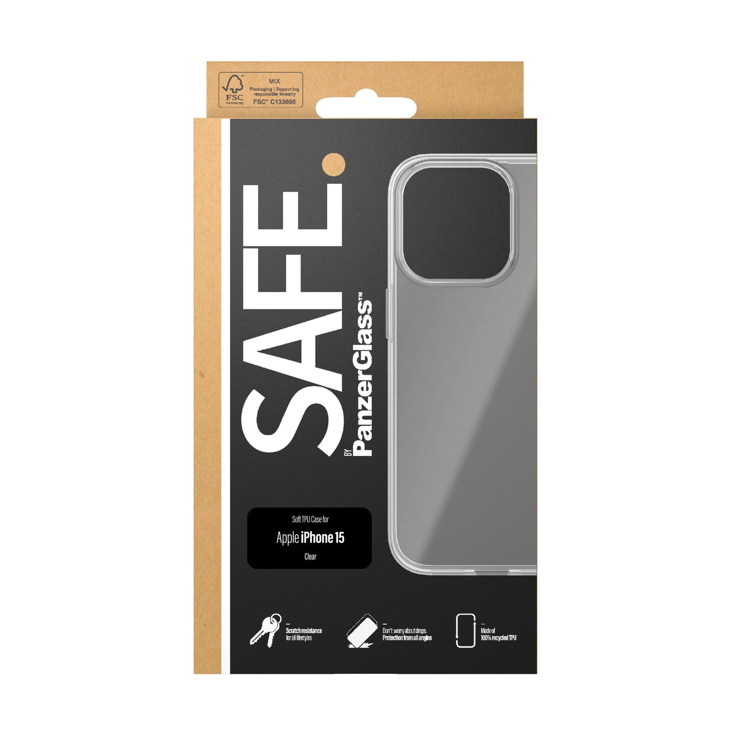 PanzerGlass SAFE. TPU Case iPhone 2023 6.1 mobiltelefonfodral Omslag Transparent