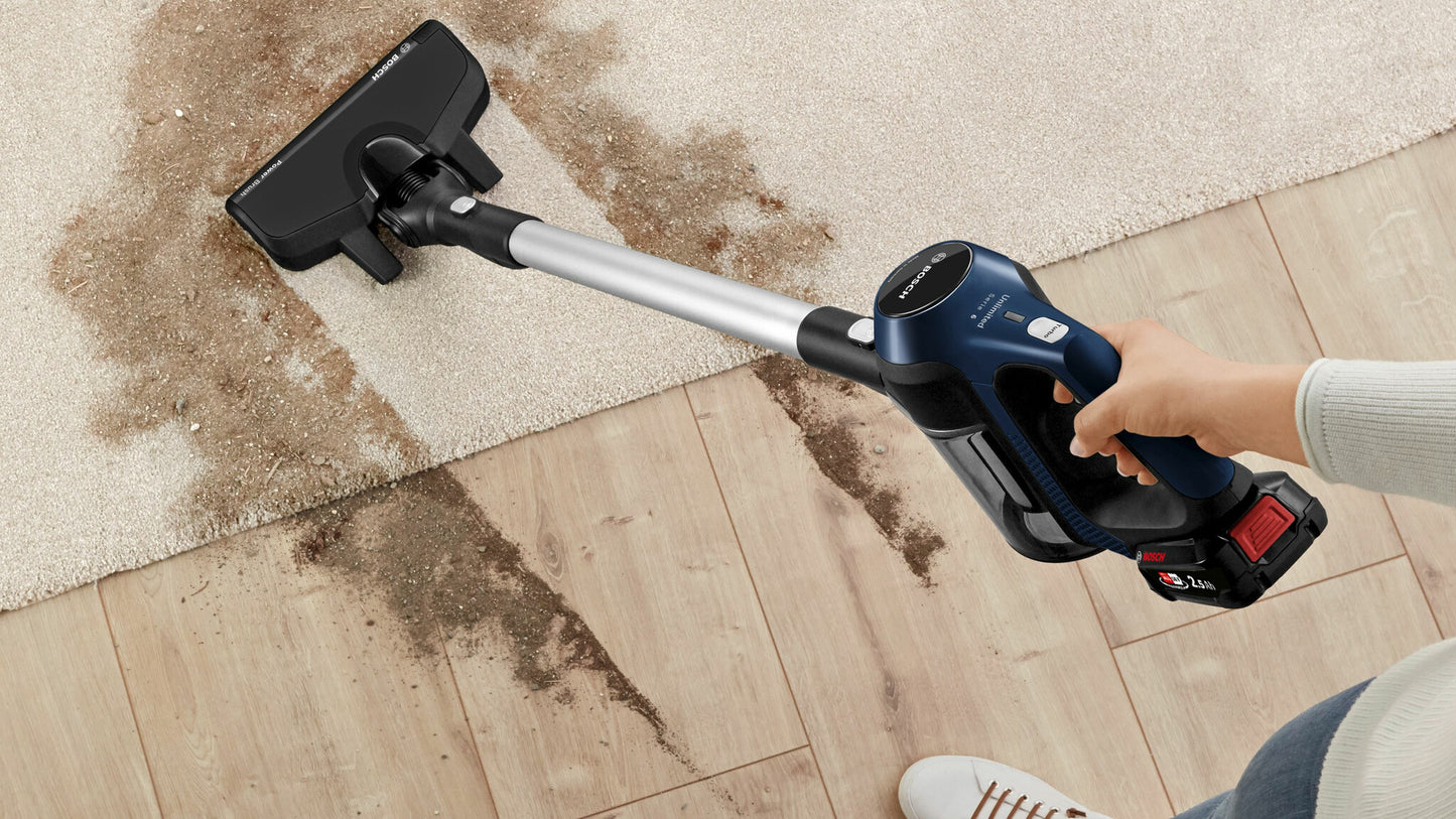 Bosch Serie 6 BBS611MAT upprättstående dammsugare och elektrisk sopborste 2-in-1 stick vacuum Batteri Torr Utan påse 0,3 l Blå 2,5 Ah