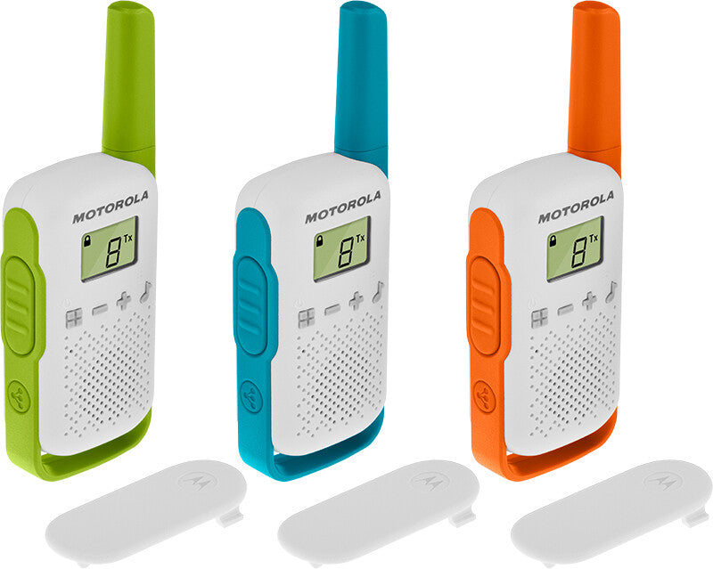 Motorola T42 tvåvägsradio 16 kanaler Blå, Grön, Orange, Vit