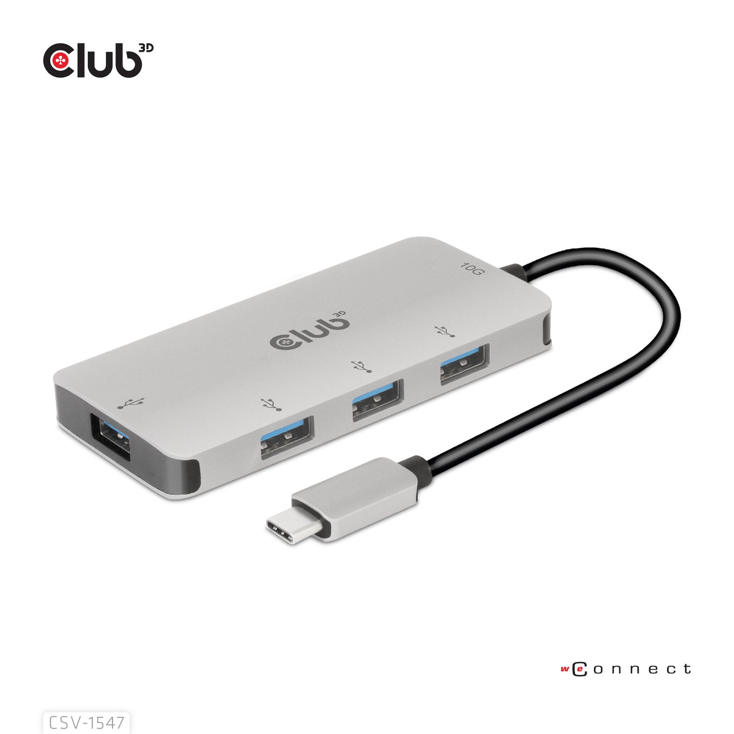 CLUB3D CSV-1547 gränssnittshubbar USB 3.2 Gen 2 (3.1 Gen 2) Type-C 10000 Mbit/s Svart, Silver