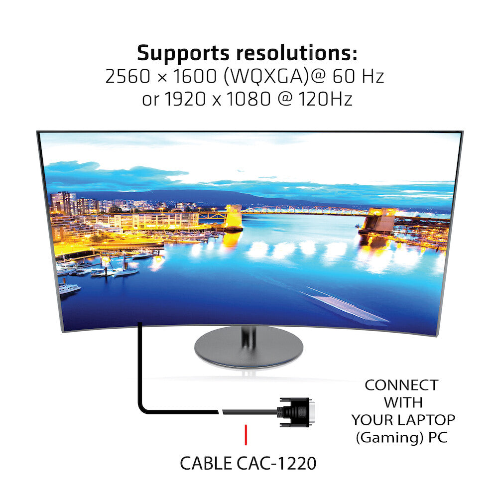 CLUB3D DVI-D DUAL LINK (24+1) CABLE BI DIRECTIONAL M/M 10m 32.8 ft 28AWG Svart