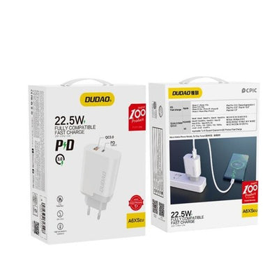 DUDAO 22.5W PD+QC3.0 USB+Type C+ Ligh. cable - Kabel Universal Vit AC Snabb laddning inomhus