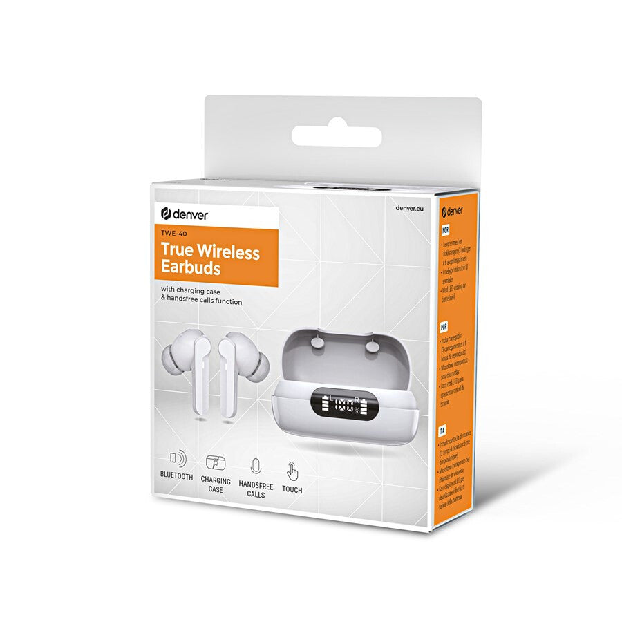 Denver TWE-40 hörlur och headset True Wireless Stereo (TWS) I öra Samtal/musik Bluetooth Vit