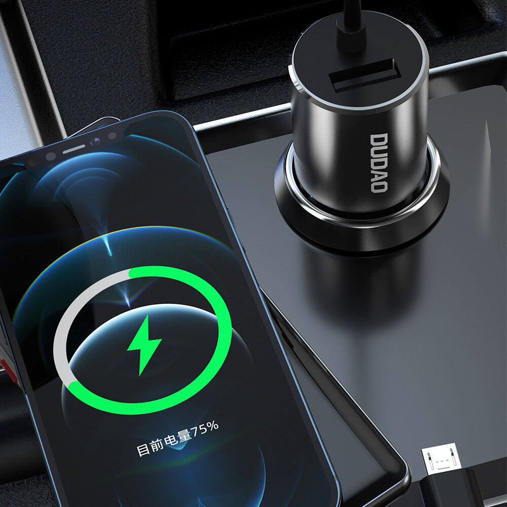 DUDAO R5ProN 3.4A Car Charger Built-in cables Universal Grå Cigarr tändare Snabb laddning Automatisk
