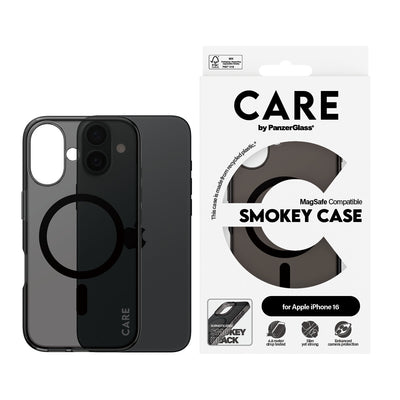 PanzerGlass CARE by PG Smokey w. MagS iPhone16 6.1 mobiltelefonfodral Omslag Transparent