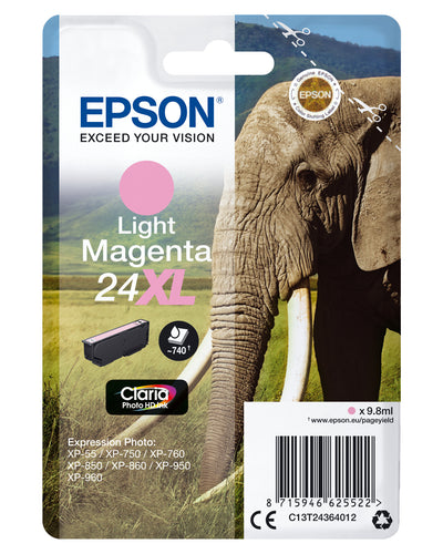 Epson Elephant Enpack ljus magenta 24XL Claria Photo HD-bläck