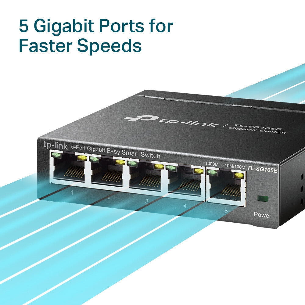 TP-Link TL-SG105E nätverksswitchar hanterad L2 Gigabit Ethernet (10/100/1000) Svart