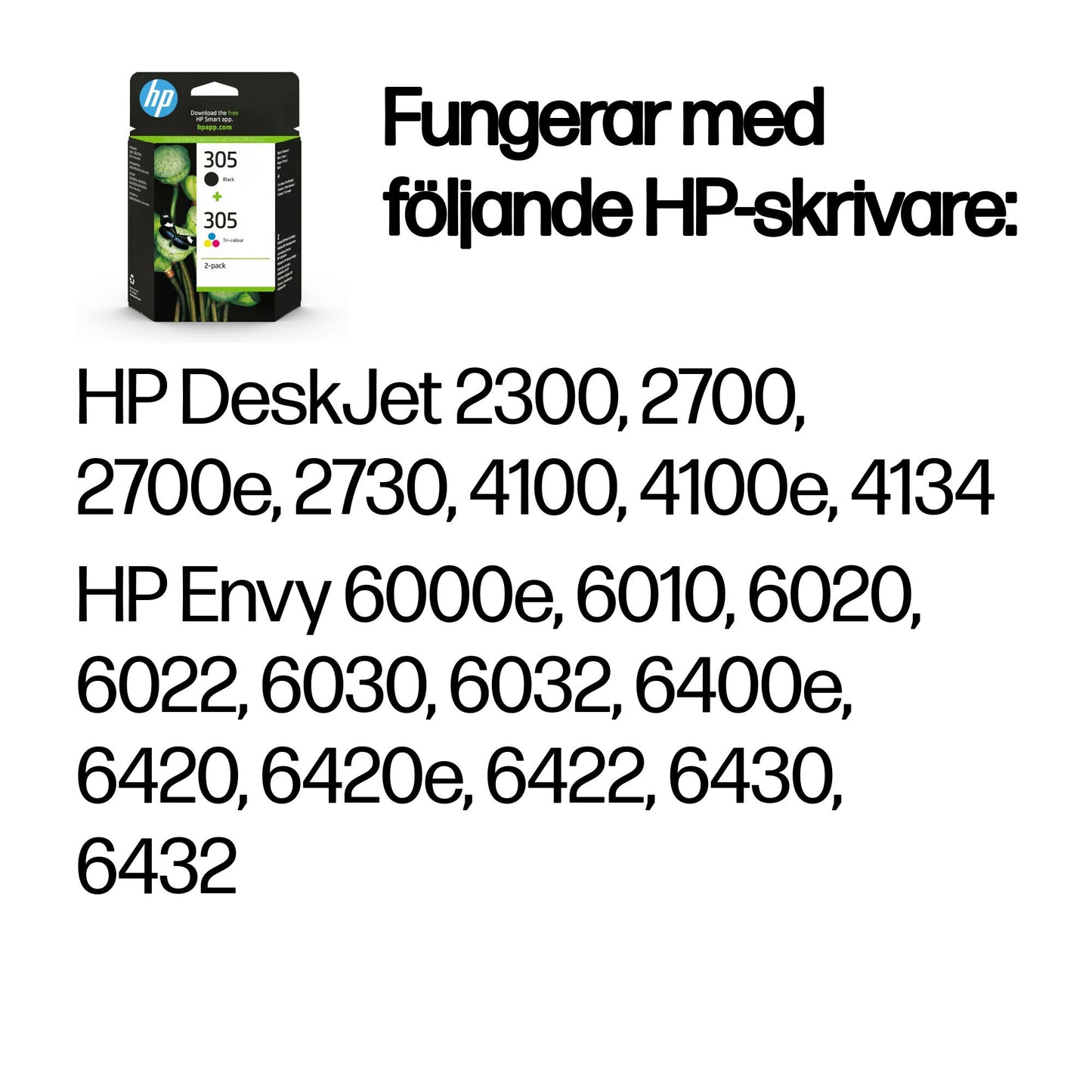 HP 305 2-pack med trefärgs/svarta originalbläckpatroner