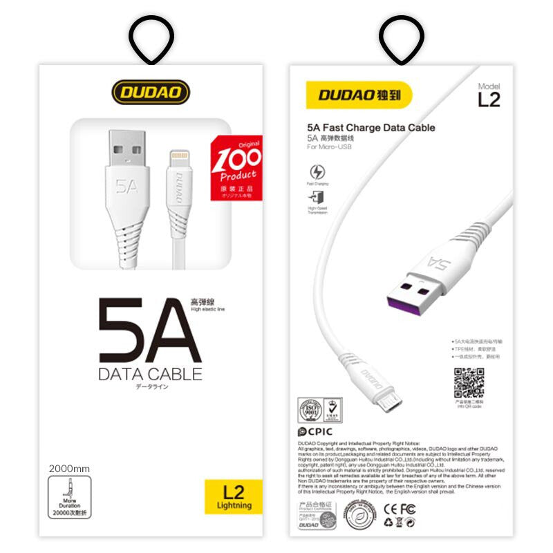 DUDAO Lightning - 2 Meter White 1 m Vit
