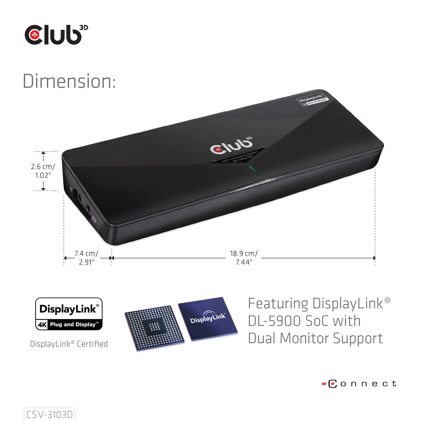 CLUB3D SenseVision USB 3.0 4K UHD Docking Station