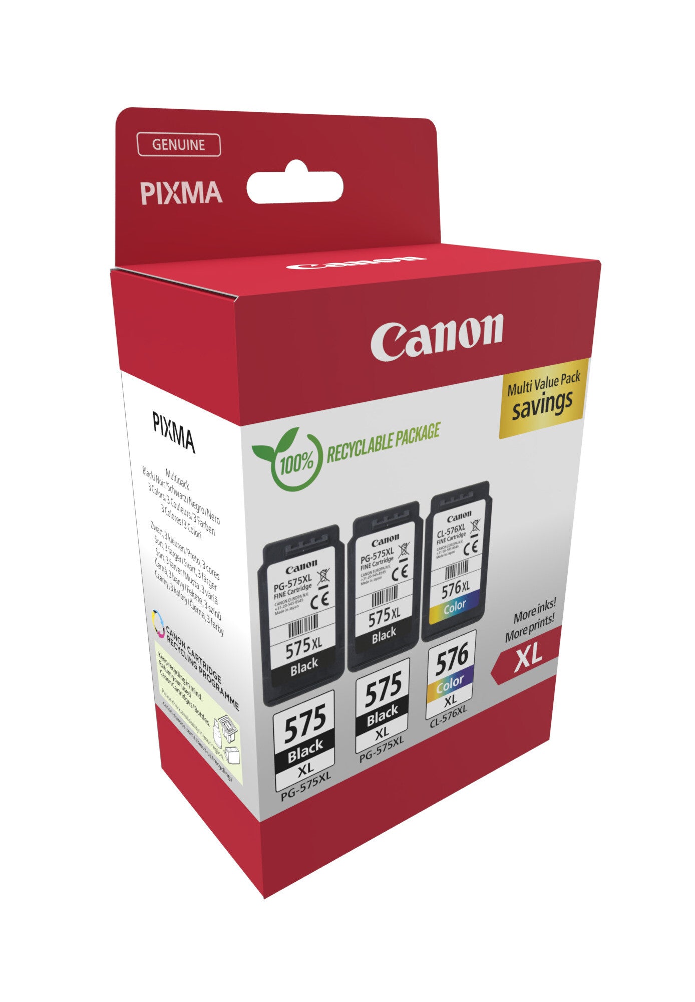 Canon 5437C004 bläckpatroner 3 styck Original Hög (XL) avkastning Svart, Cyan, Magenta, Gul