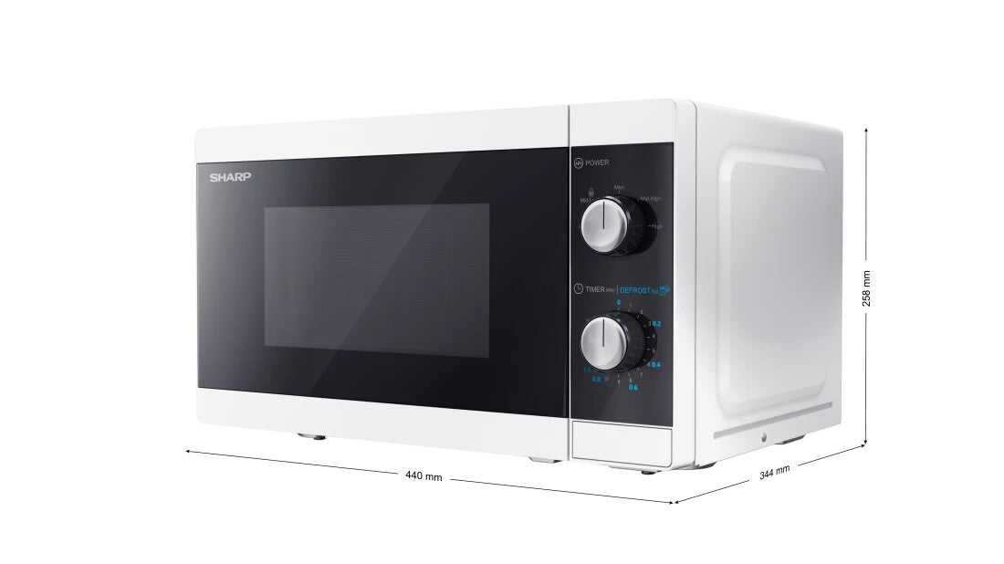 Sharp YC-MS01E-W mikrovågsugn Svart, Vit Enbart mikrovågsugn Bänkdiskmaskin 20 l 800 W