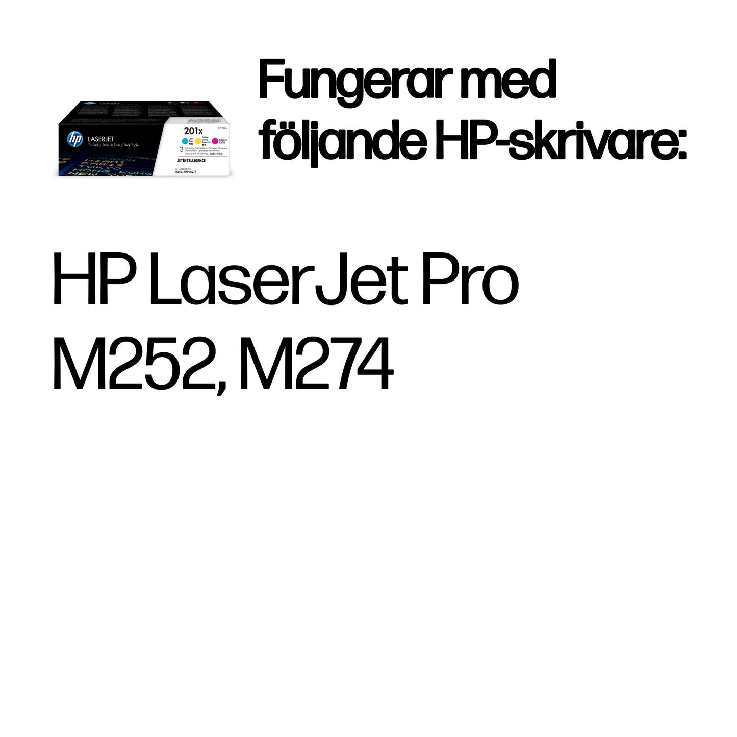 HP 201X 3-pack original cyan/magenta/gul LaserJet-tonerkassett med hög kapacitet