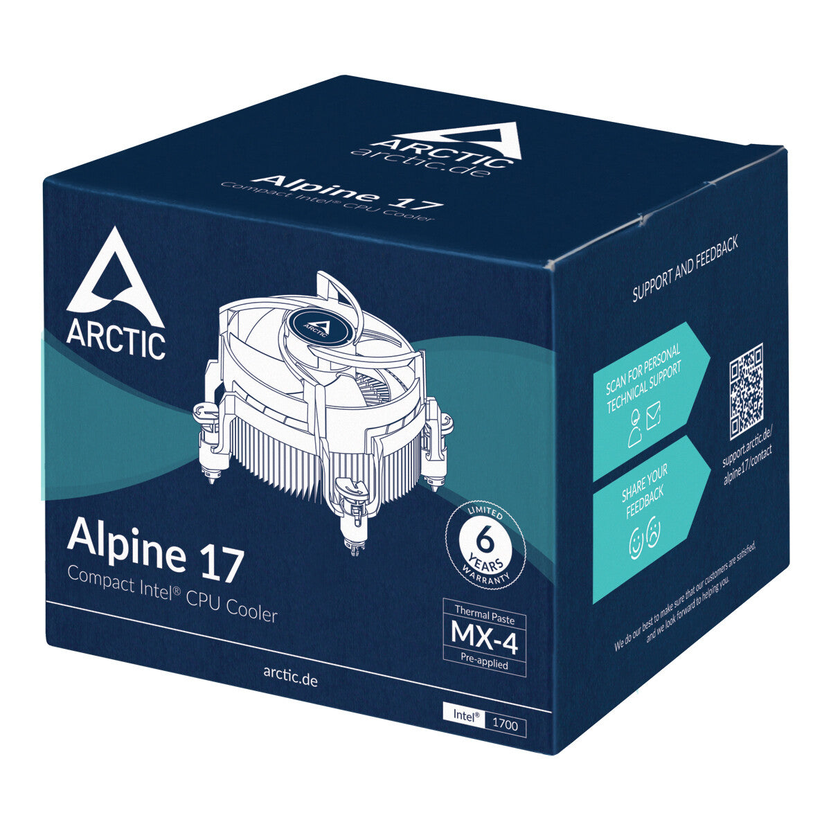 ARCTIC Alpine 17 Processor Luftkylare 9,2 cm Svart, Silver 1 styck