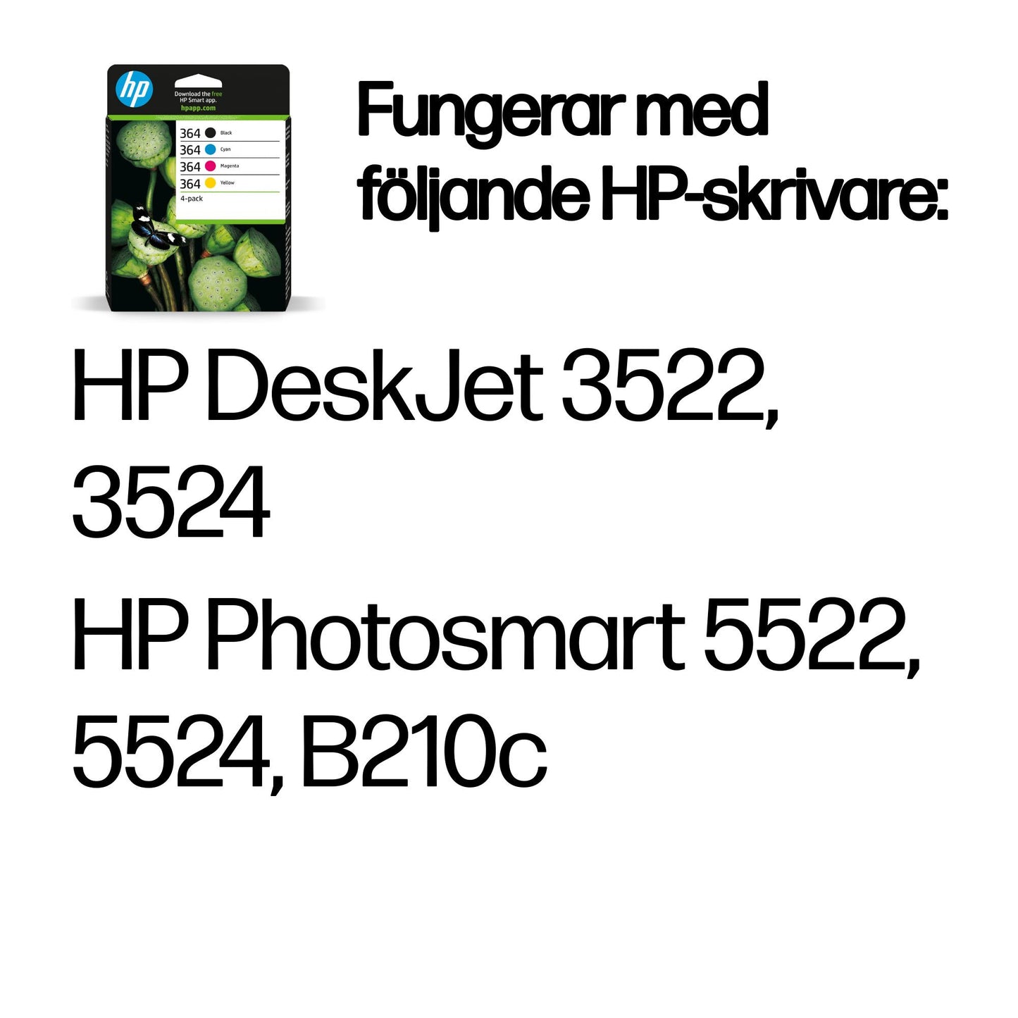 HP 364 svart/cyan/magenta/gul bläckpatron, original, 4-pack