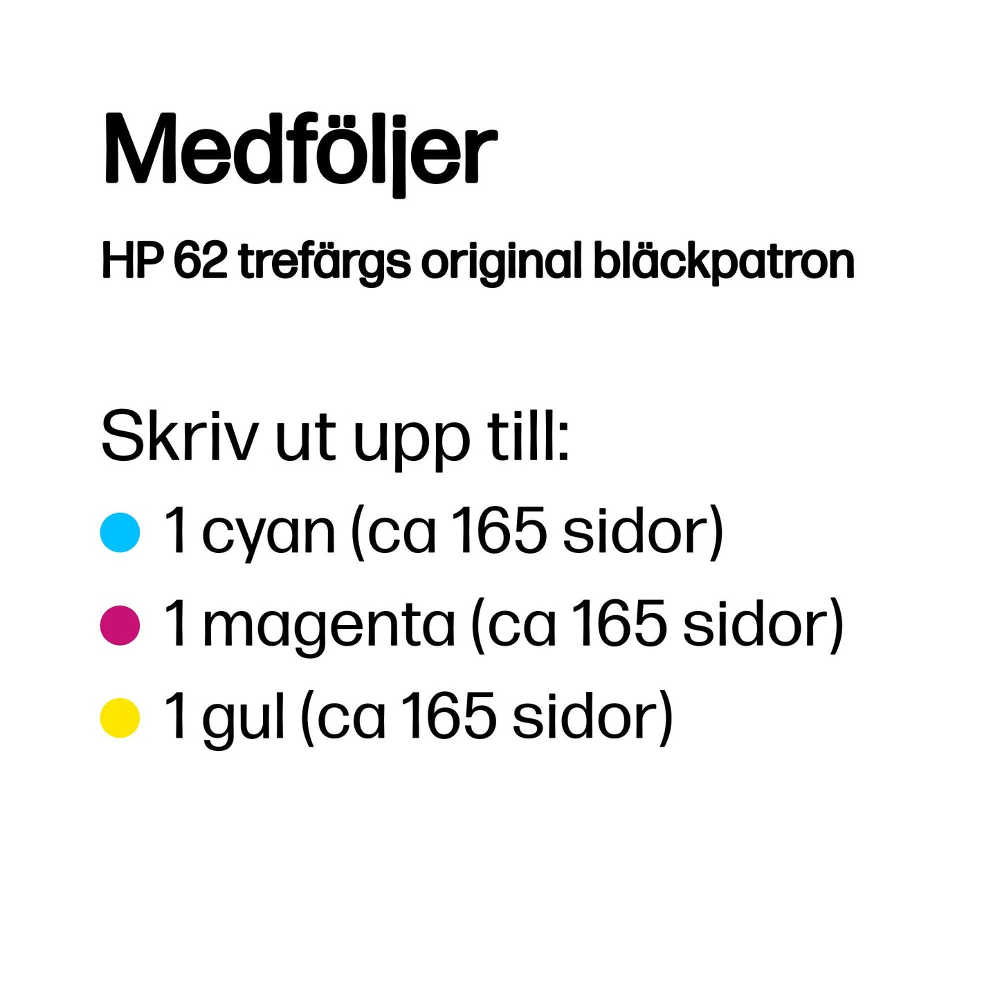 HP 62 trefärgs original bläckpatron