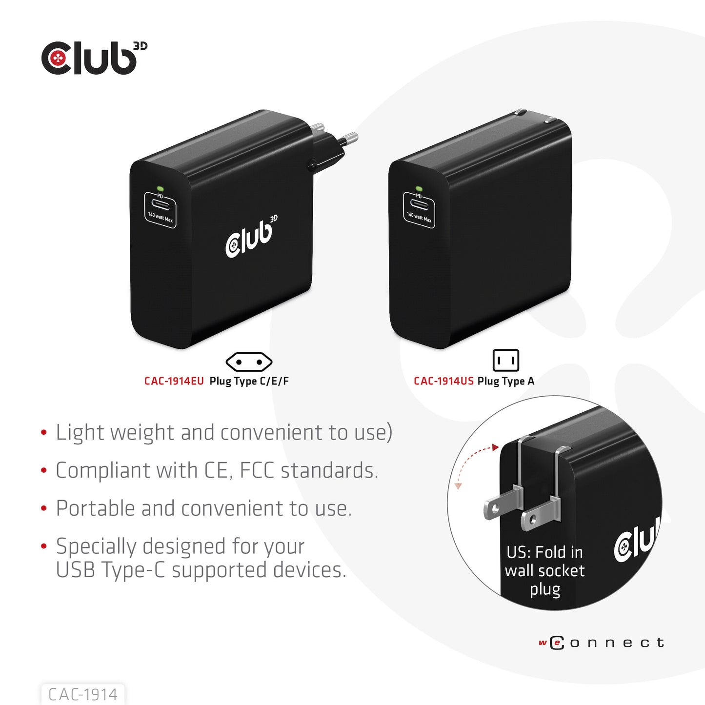 CLUB3D CAC-1914 mobilladdare Babymonitor med display, Skäggtrimmer, Digital videokamera, Digitalkamera, Spelkontroller, Hörlurar, Headset, Mobiltelefon, Bärbar dator, Powerbank, Smartphone, Smartwatch, Surfplatta, Universal, Klocka, Kroppsburen teknik Sva