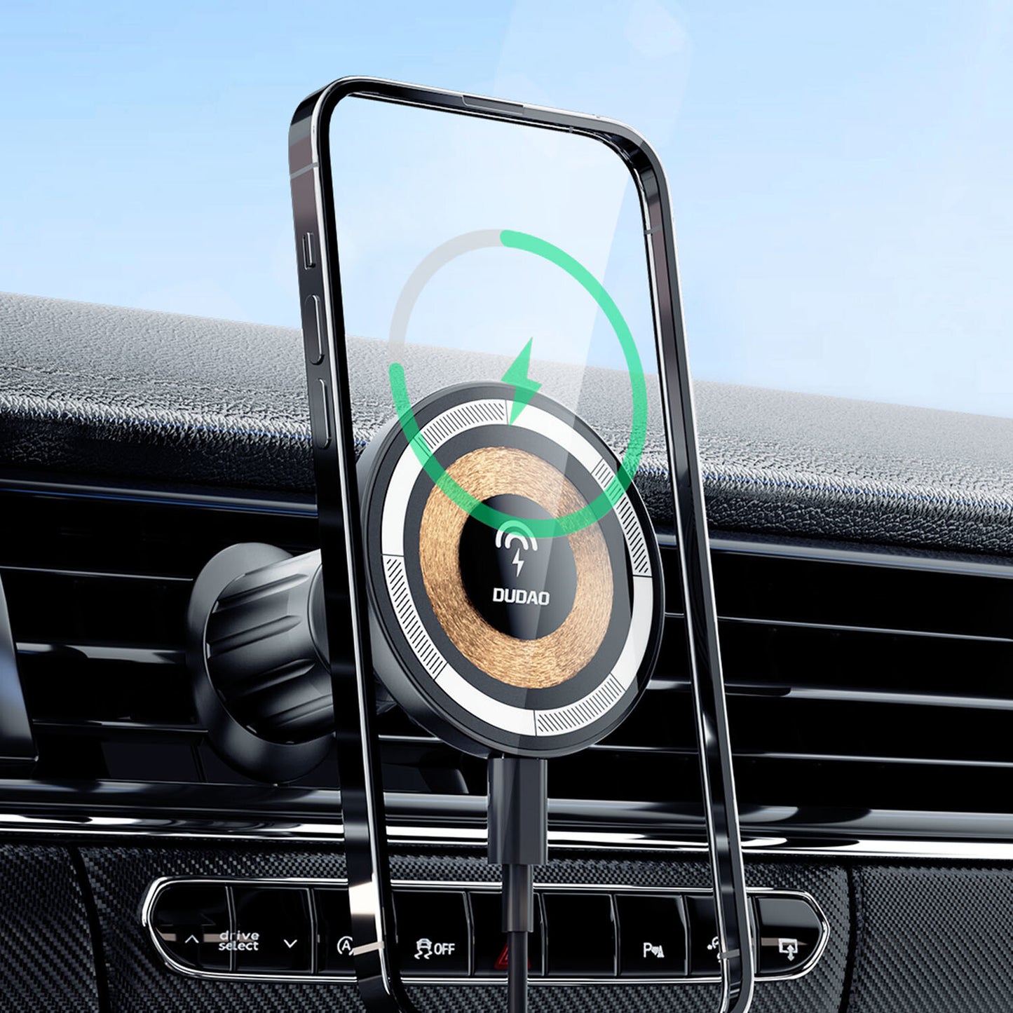 DUDAO F12MAX 15W Wireless Charger and Car holder Passiv hållare Mobiltelefon / smartphone Svart