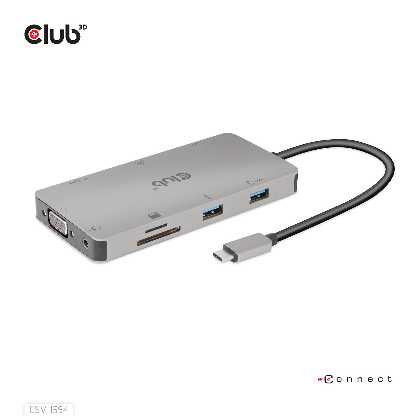 CLUB3D CSV-1594 dockningsstationer för bärbara datorer USB 3.2 Gen 1 (3.1 Gen 1) Type-C Svart, Grå
