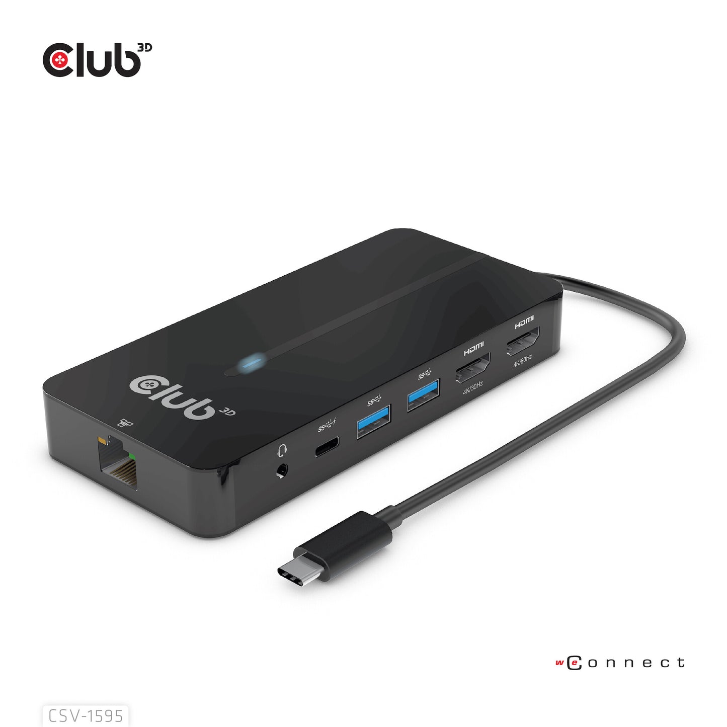 CLUB3D CSV-1595 dockningsstationer för bärbara datorer USB 3.2 Gen 1 (3.1 Gen 1) Type-C Svart