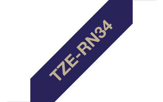 Brother TZE-RN34 etikett-tejp Guld på marinblå