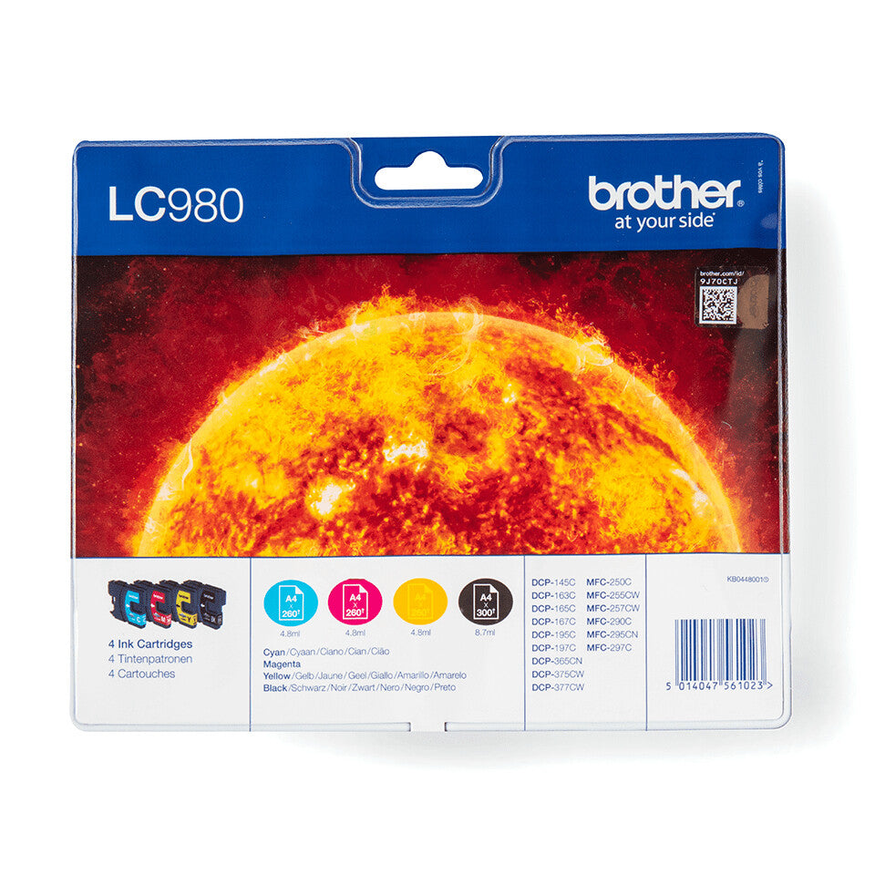 Brother LC-980VALBPDR bläckpatroner 4 styck Original Svart, Cyan, Magenta, Gul