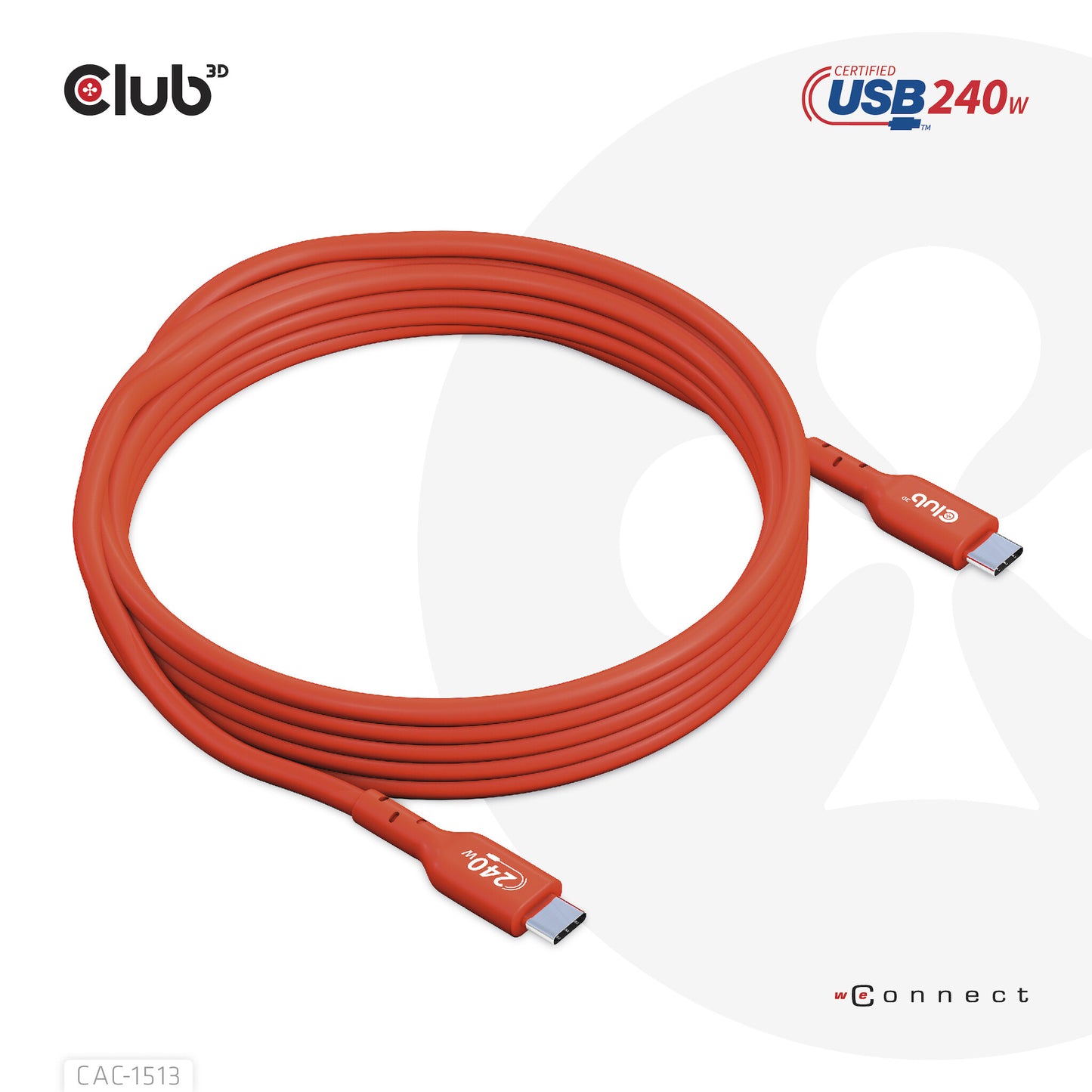 CLUB3D CAC-1513 USB-kablar 3 m USB 2.0 USB C Orange